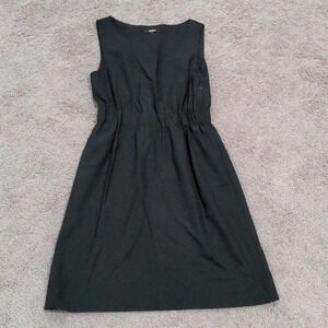 Theory black Wool blend elastic ruched waistband hidden pocket‎ Ivon Dress Sz 2